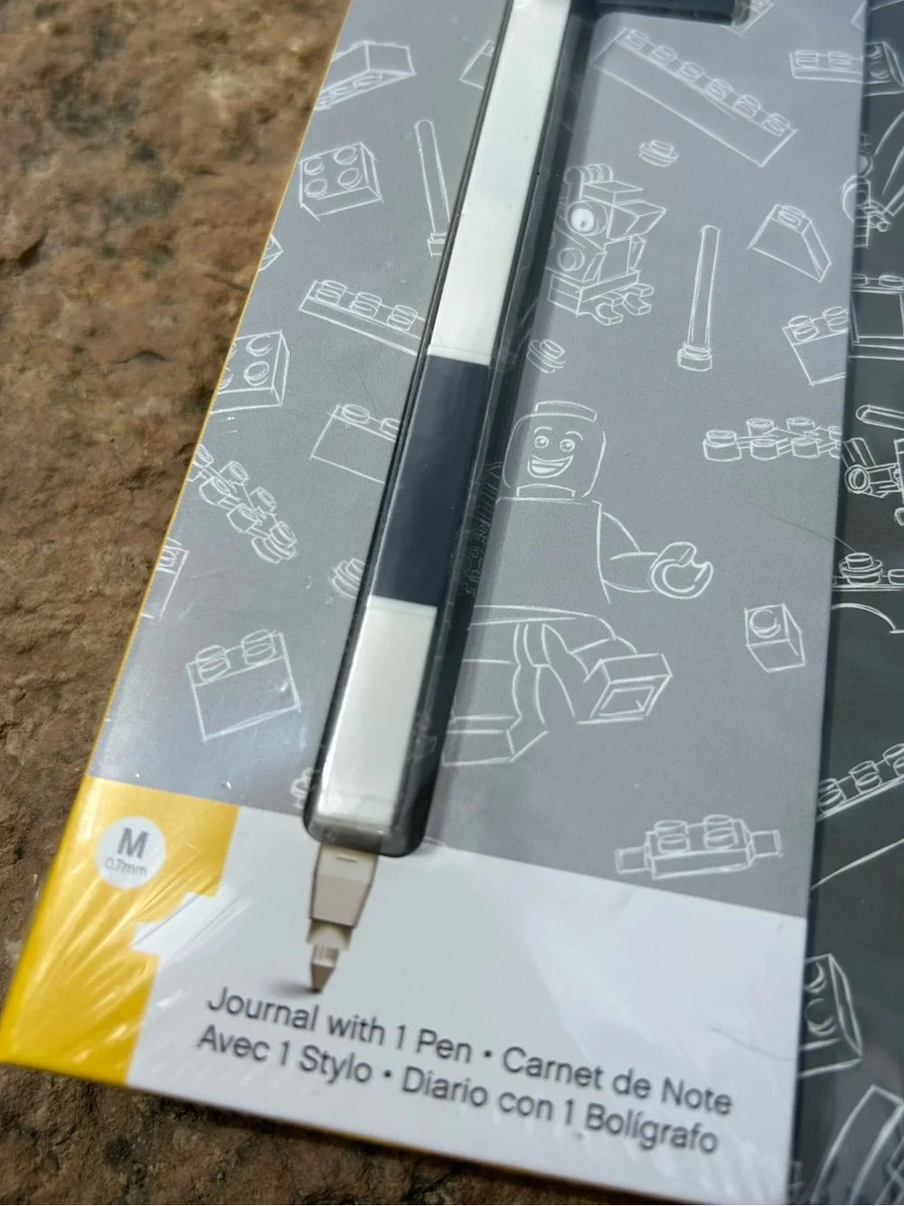 LEGO Gray and White Journal with Black Pen and Flat LEGO Plate New in packaging.